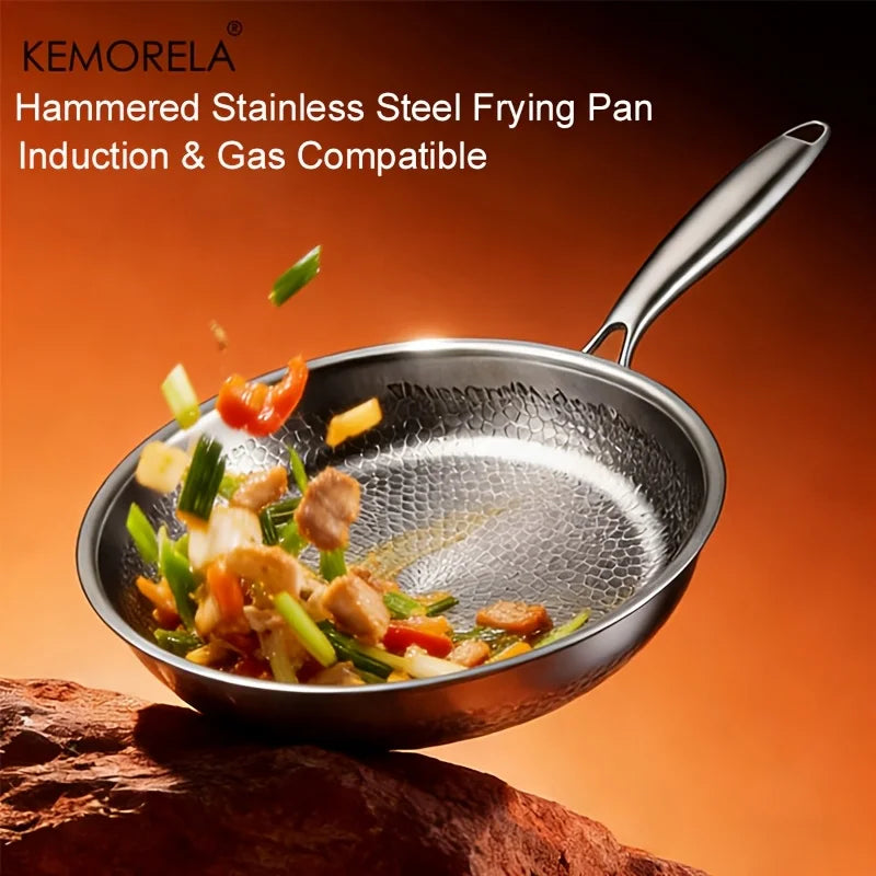 Hammered Stainless Steel Frying Pan