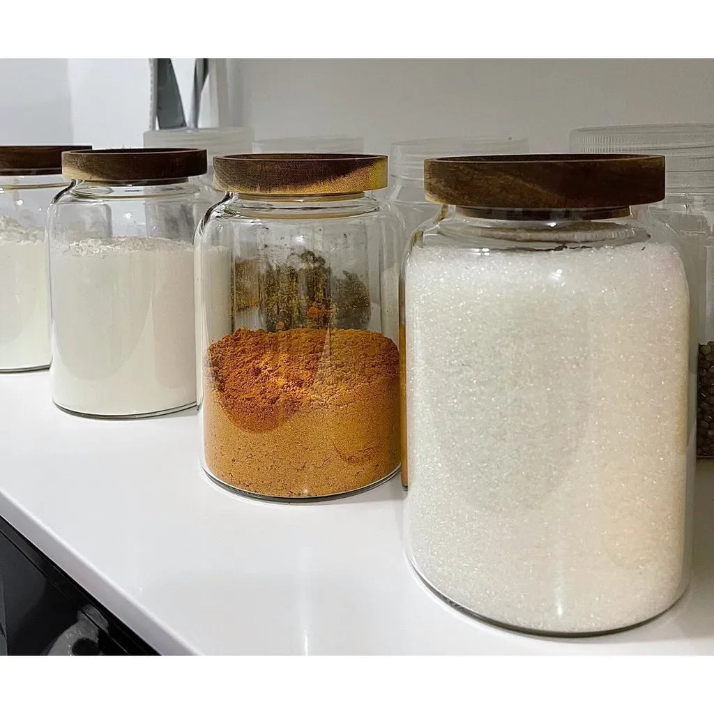 Large Glass Food Storage Jar with Acacia Wood Lid