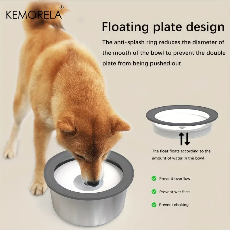 Anti-Splash Pet Water Bowl with Floating Plate