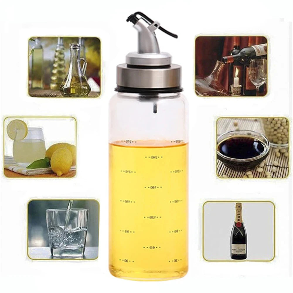 Glass Oil Dispenser Bottle with Measurement Scale
