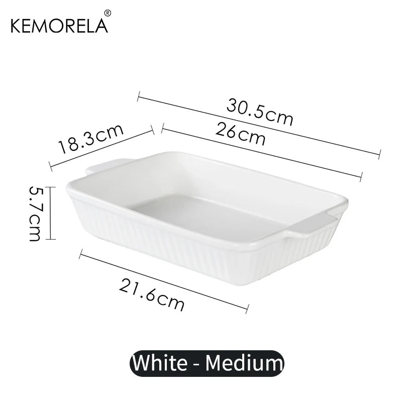 White Ceramic Baking Dish with Handles (Small / Large)