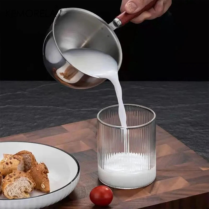 Stainless Steel Espresso Shot Cup with Wooden Handle & Scale (150/250ml)