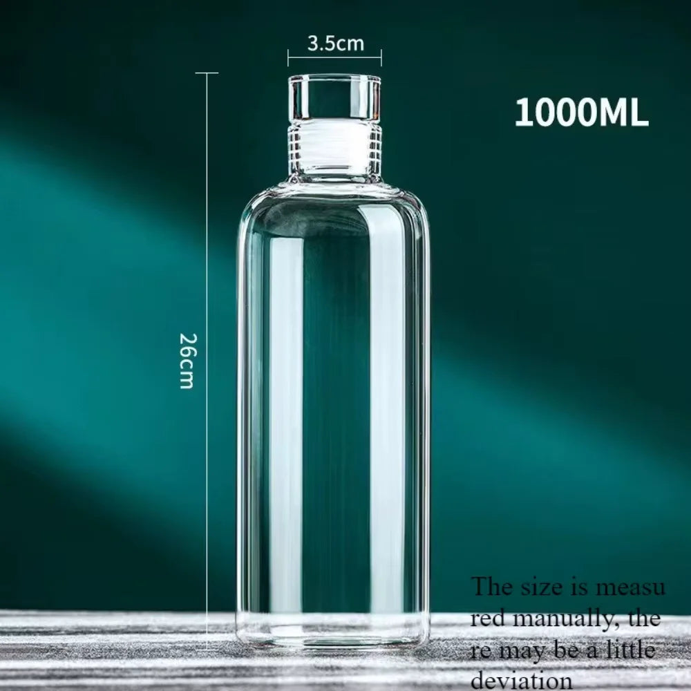 Round Glass Water Bottle with Stainless Lid (300/500/700ml)