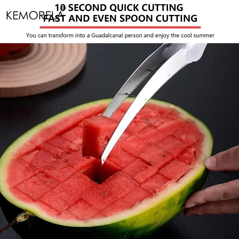 Stainless Steel Watermelon Slicer & Cube Cutter Tongs (2-in-1)