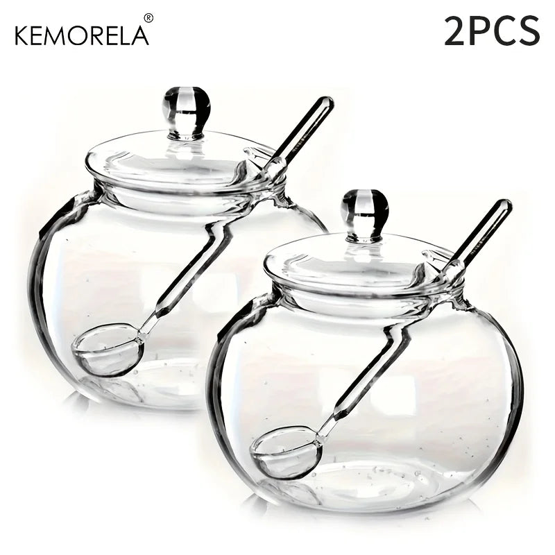 Round Glass Spice Jar with Ball Lid & Glass Spoon (250ml)