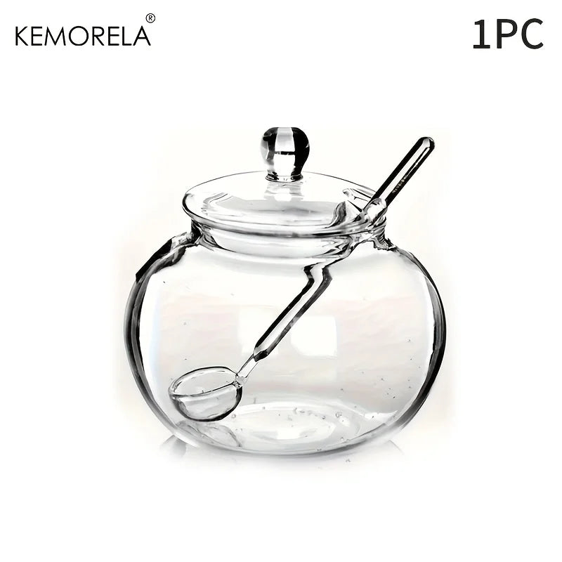 Round Glass Spice Jar with Ball Lid & Glass Spoon (250ml)