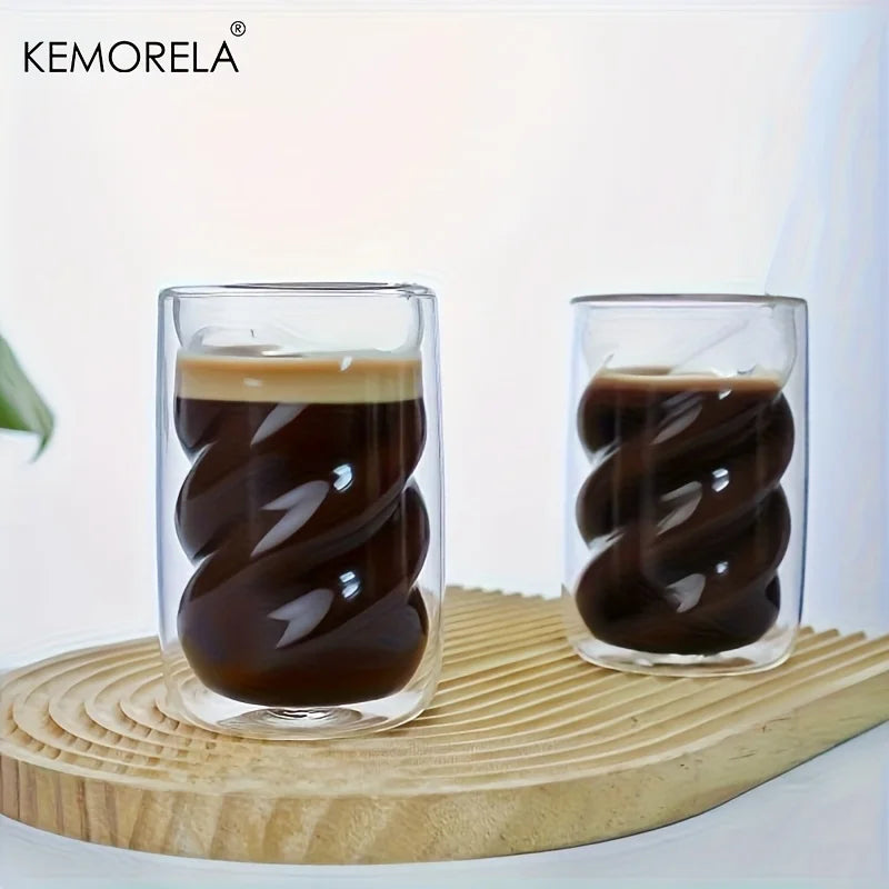 Double-Wall Twisted Glass Cup