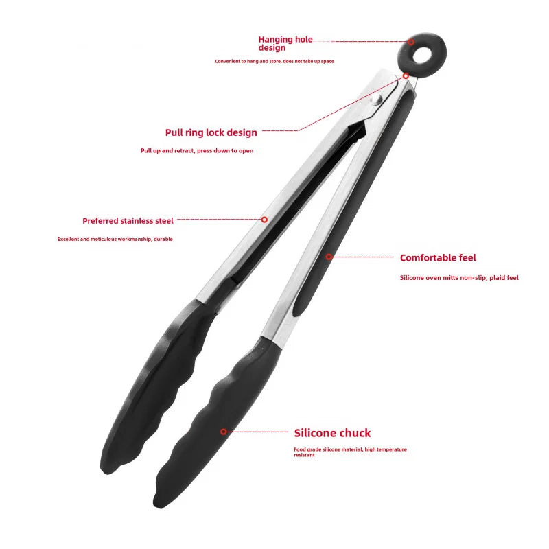 Silicone & Stainless Steel Food Tongs