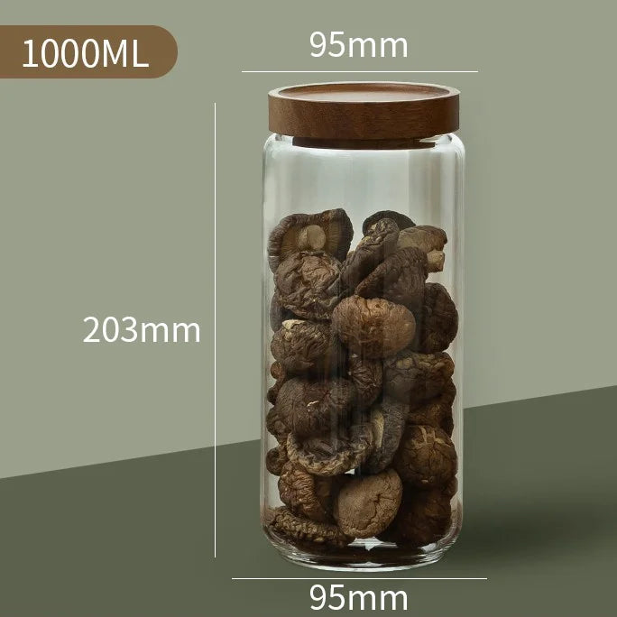 Glass Storage Jar with Acacia Wood Lid