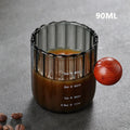 Ribbed Glass Espresso Cup with Wooden Handle & Scale (180ml)