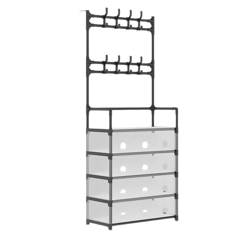 4-Tier Shoe Rack with Hooks