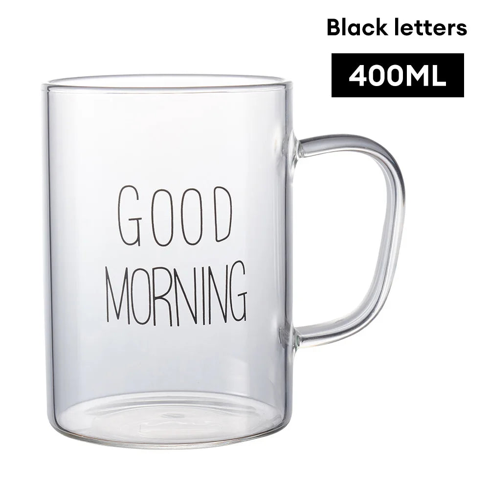 Good Morning Glass Mug with Handle