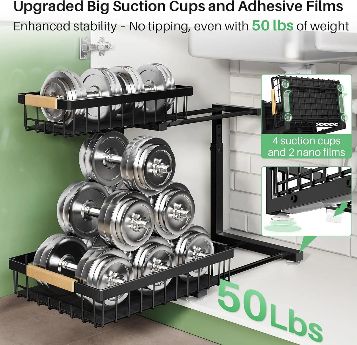 Height-Adjustable Under Sink Storage Organizer