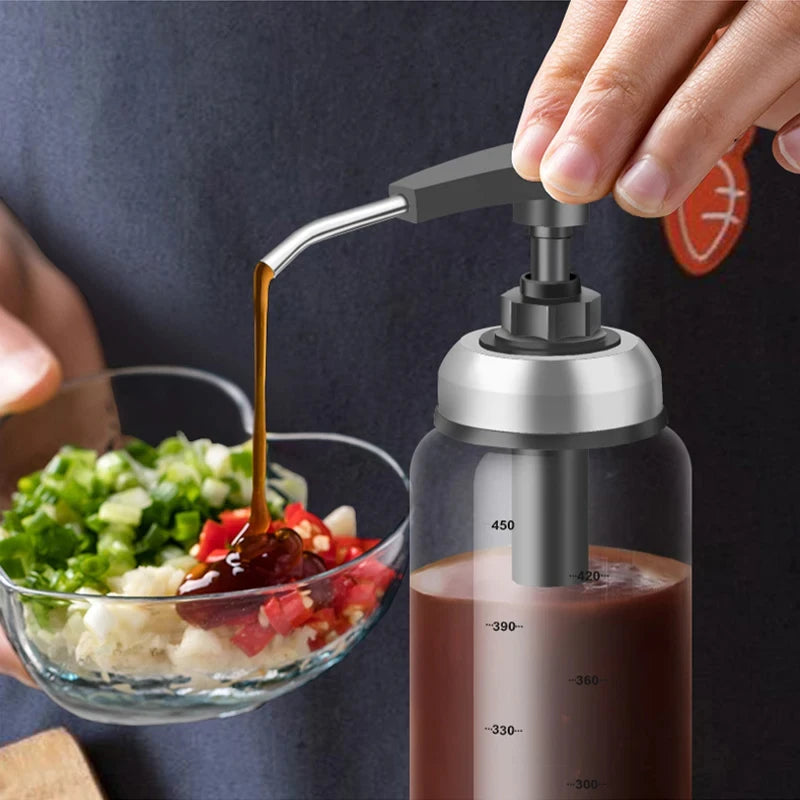 Glass Sauce Pump Dispenser Bottle