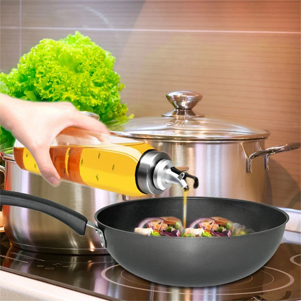 Glass Oil Dispenser Bottle with Measurement Scale