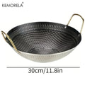 Hammered Carbon Steel Wok with Gold Handles (30/32/34cm)