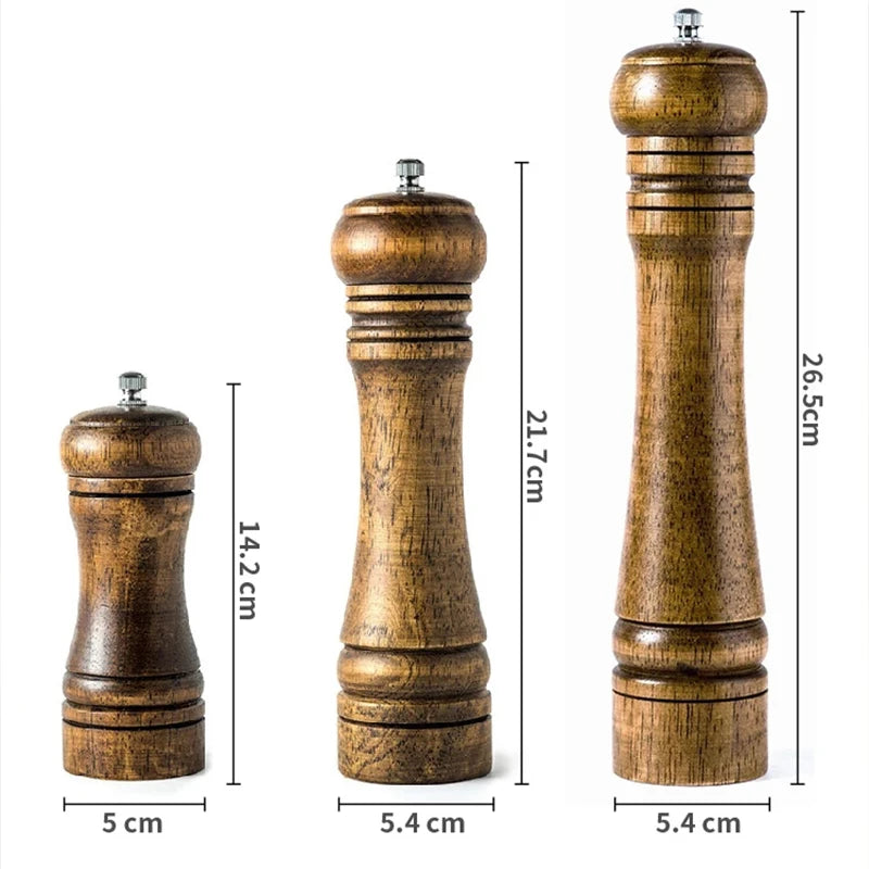 Solid Wood Manual Pepper & Salt Grinder Mill (5"/8"/12")