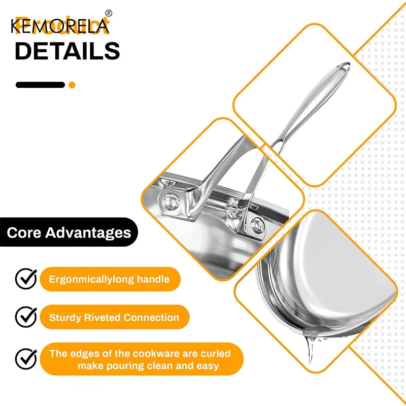 Tri-Ply Stainless Steel Frying Pan with Silicone Spatula Gift Set (22/24/26/28cm)