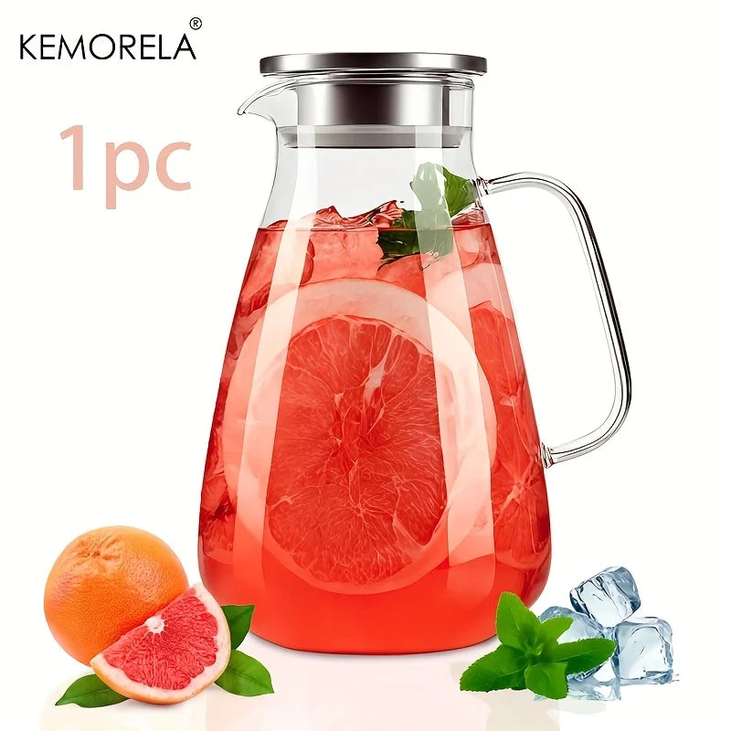 Glass Water Pitcher with Stainless Steel Lid