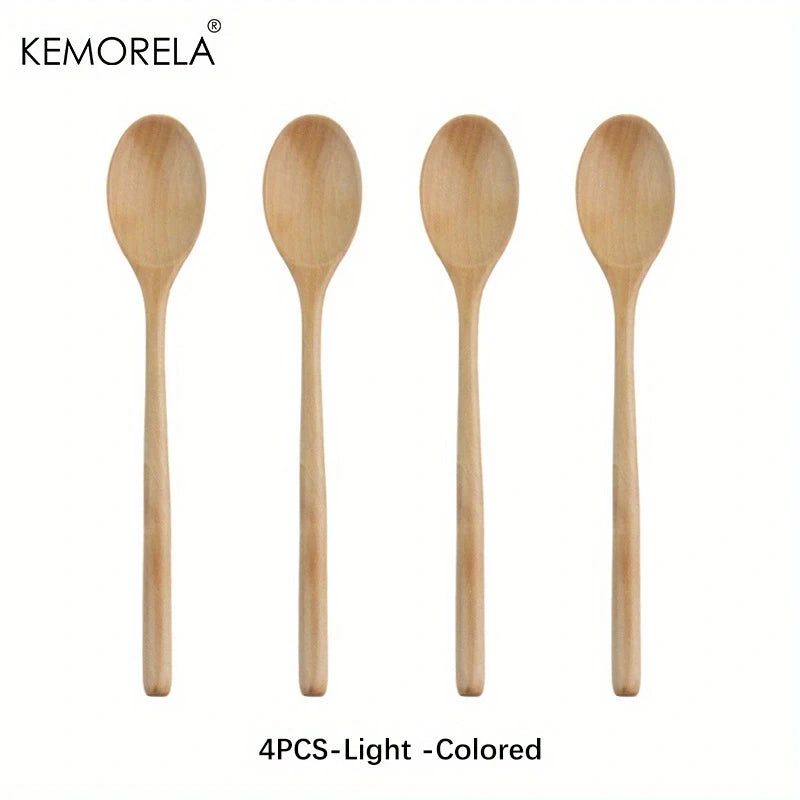 Long-Handle Wooden Spoons Set (4pcs)