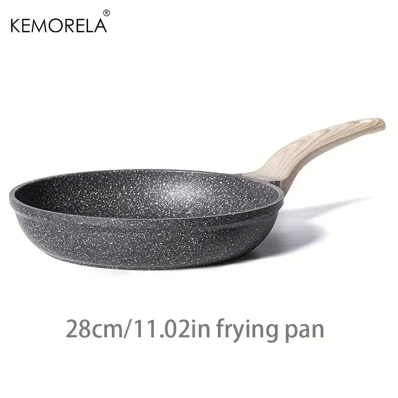 Granite-Coated Non-Stick Frying Pan with Wood-Effect Handle (20/24/28cm)