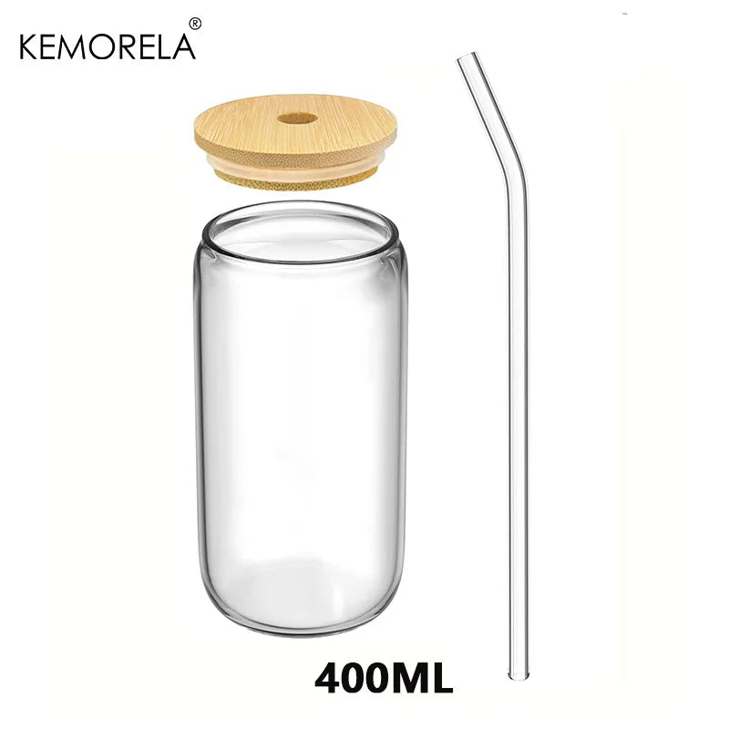 Glass Cups with Bamboo Lids