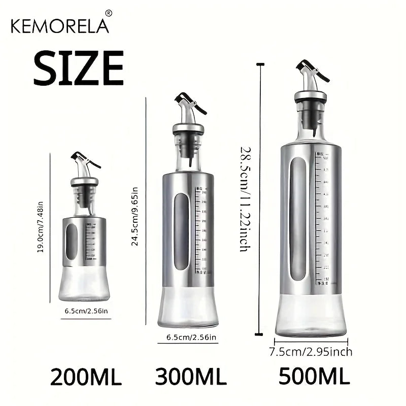 Stainless Steel Glass Oil Dispenser Bottle (200/300/500ml)