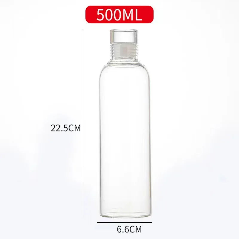 Round Glass Water Bottle with Stainless Lid (300/500/700ml)