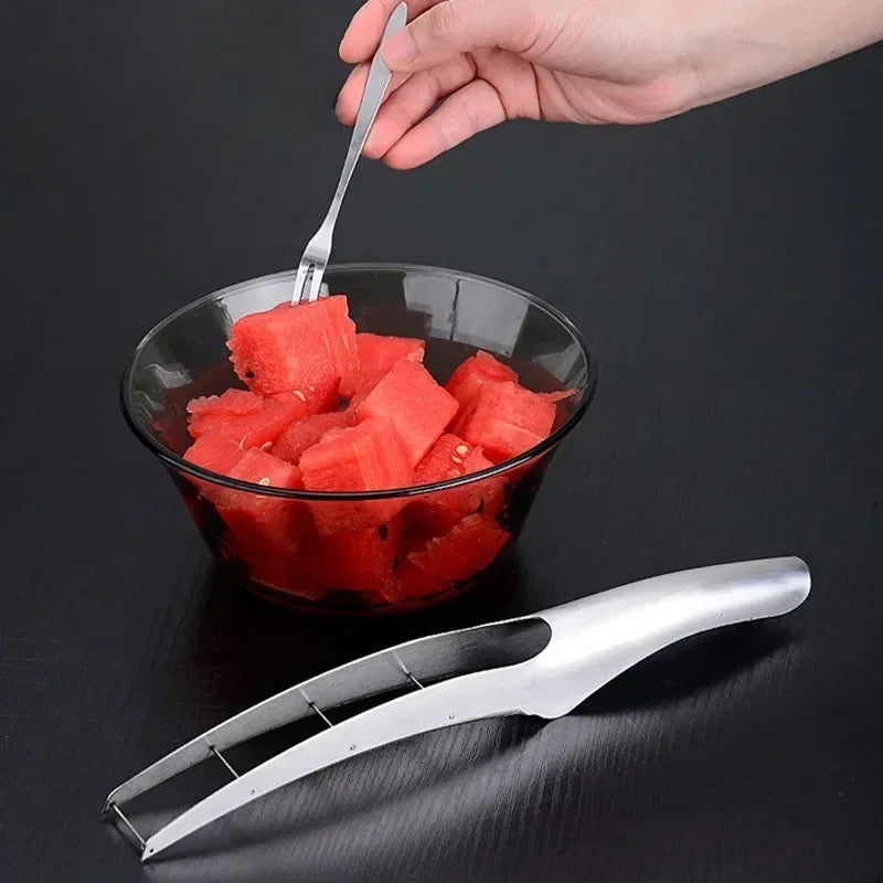 Stainless Steel Watermelon Slicer & Cube Cutter Tongs (2-in-1)