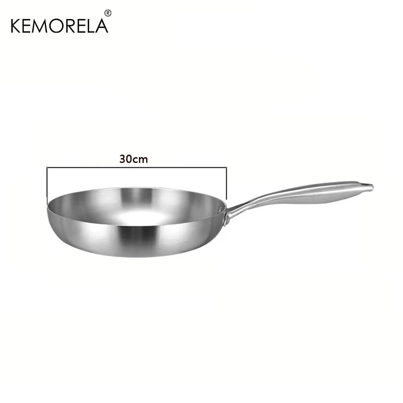316 Stainless Steel Frying Pan with Gold Handle