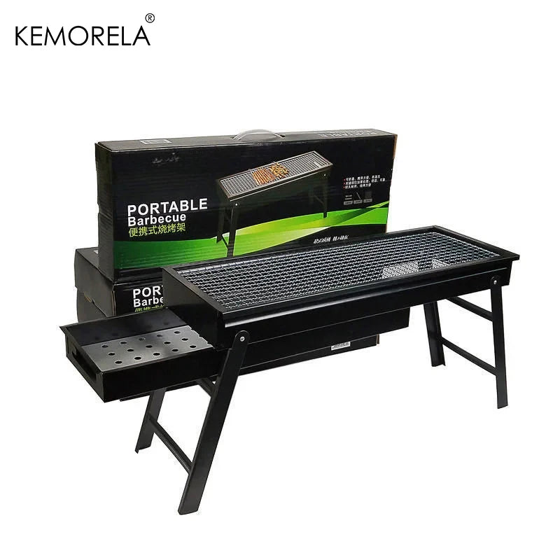 Portable Folding Charcoal BBQ Grill with Adjustable Legs (60/80cm)
