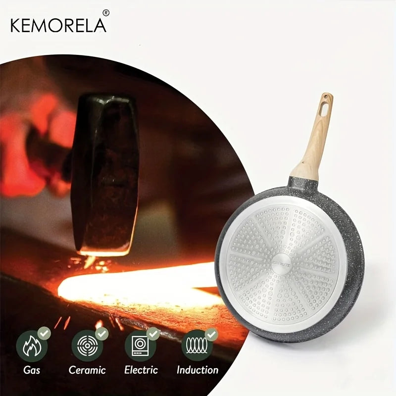 Granite-Coated Non-Stick Frying Pan with Wood-Effect Handle (20/24/28cm)