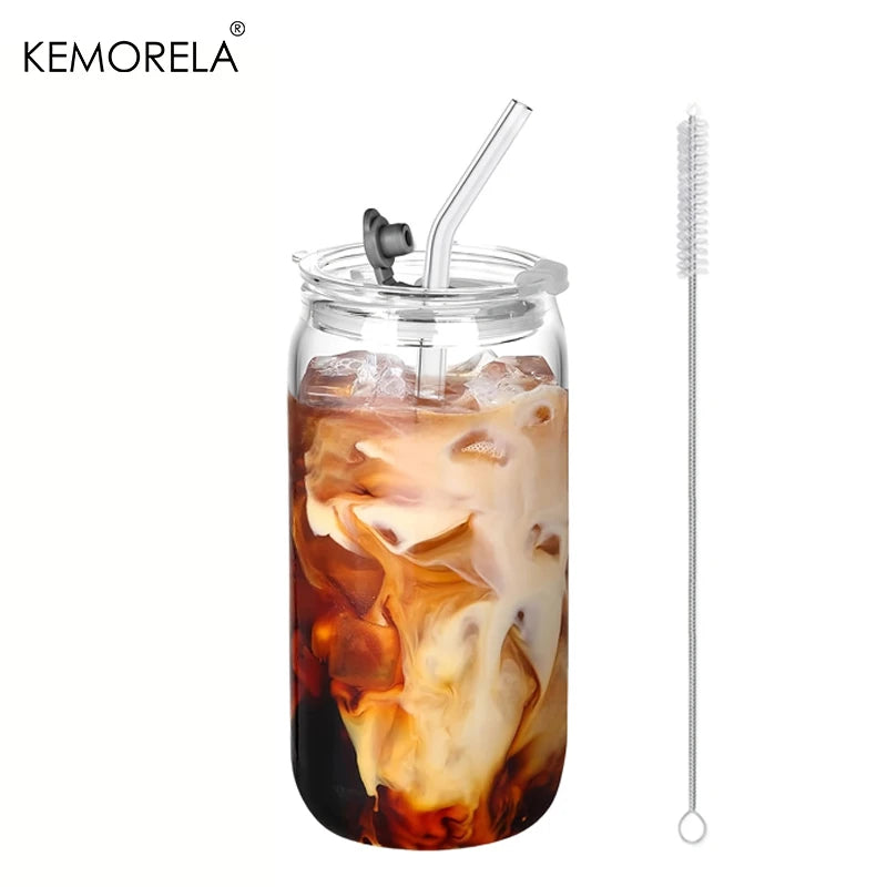 Mason Jar Drinking Glasses with Lids & Straws (2pcs)
