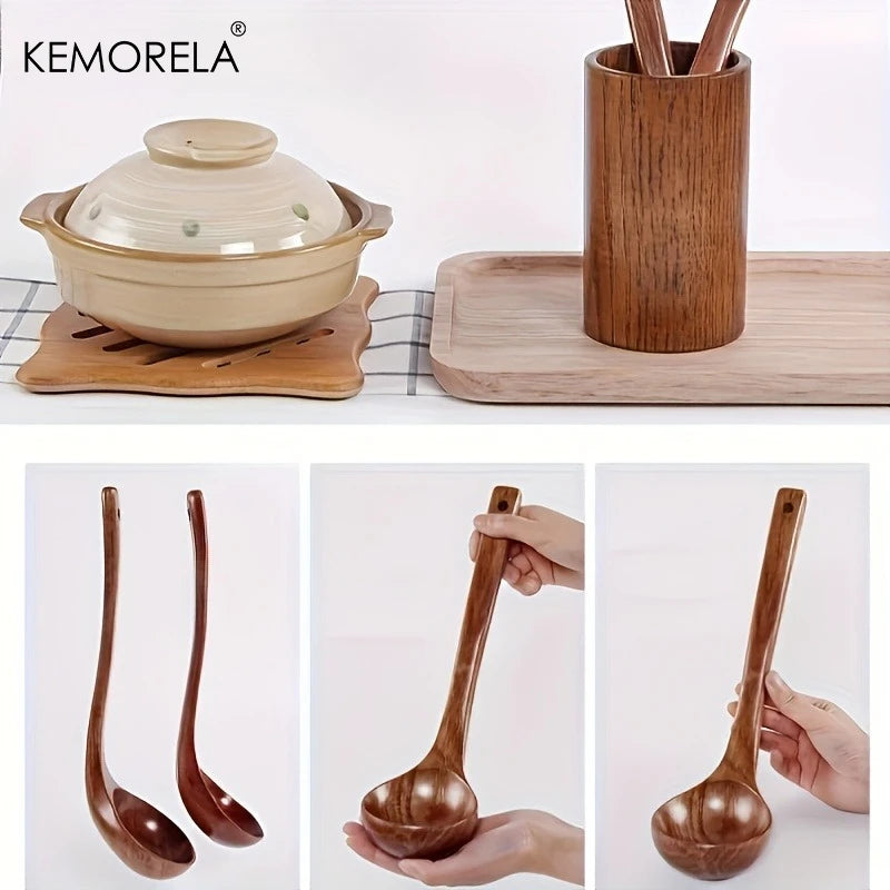 Long Handle Wooden Soup Ladle