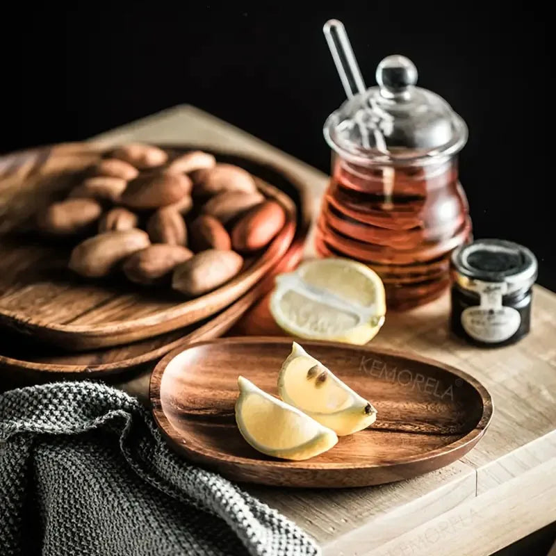Solid Walnut Wood Oval Serving Tray (3 Sizes)