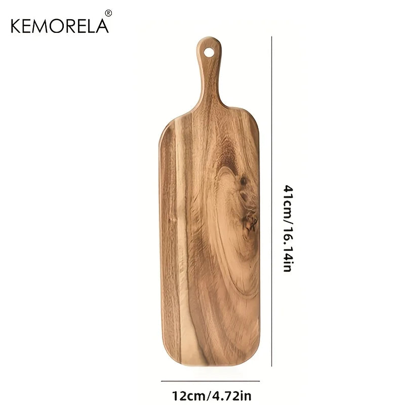 Solid Acacia Wood Rectangular Cutting & Serving Board with Handle (3 Sizes)