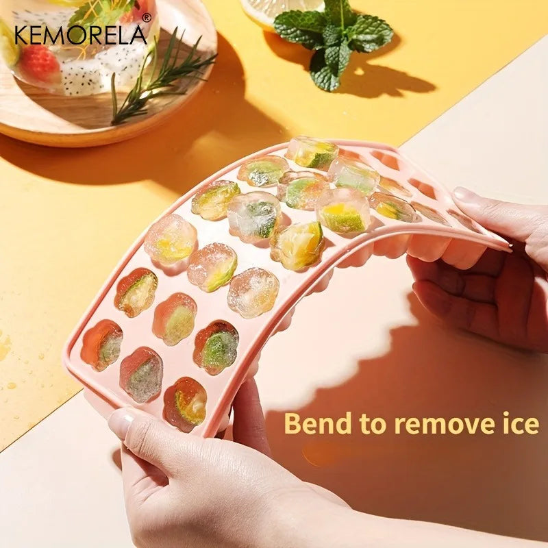 Silicone Ice Cube Tray with Lid — Heart, Round & Diamond Shapes (21-24 Cubes)