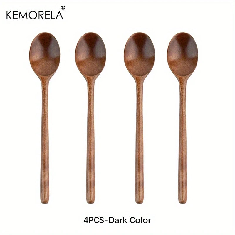 Long-Handle Wooden Spoons Set (4pcs)