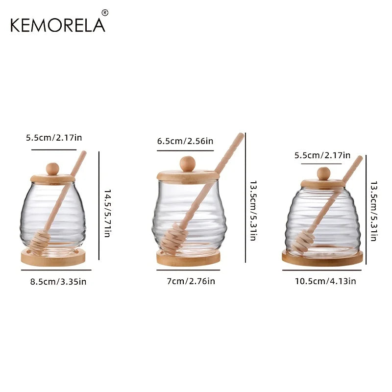Glass Honey Jar with Bamboo Lid & Dipper