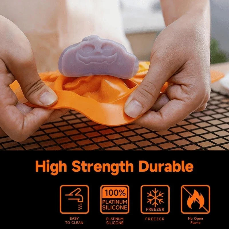 Halloween Silicone Baking Mold — Pumpkin, Ghost, Bat & Skull (6-Cavity)
