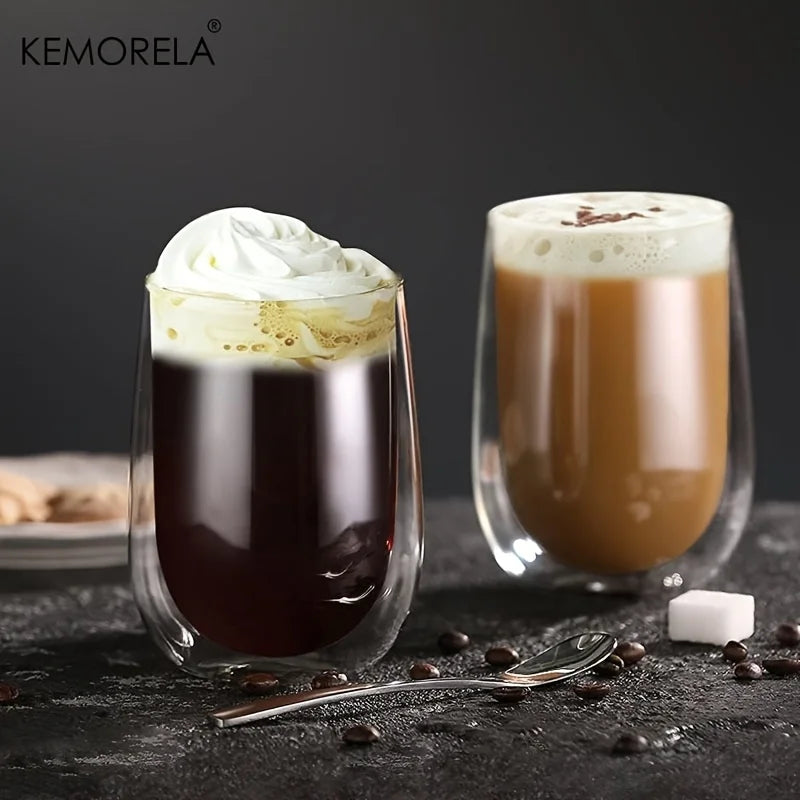 Double-Wall Glass Latte Cup (Set of 4, 350/450ml)