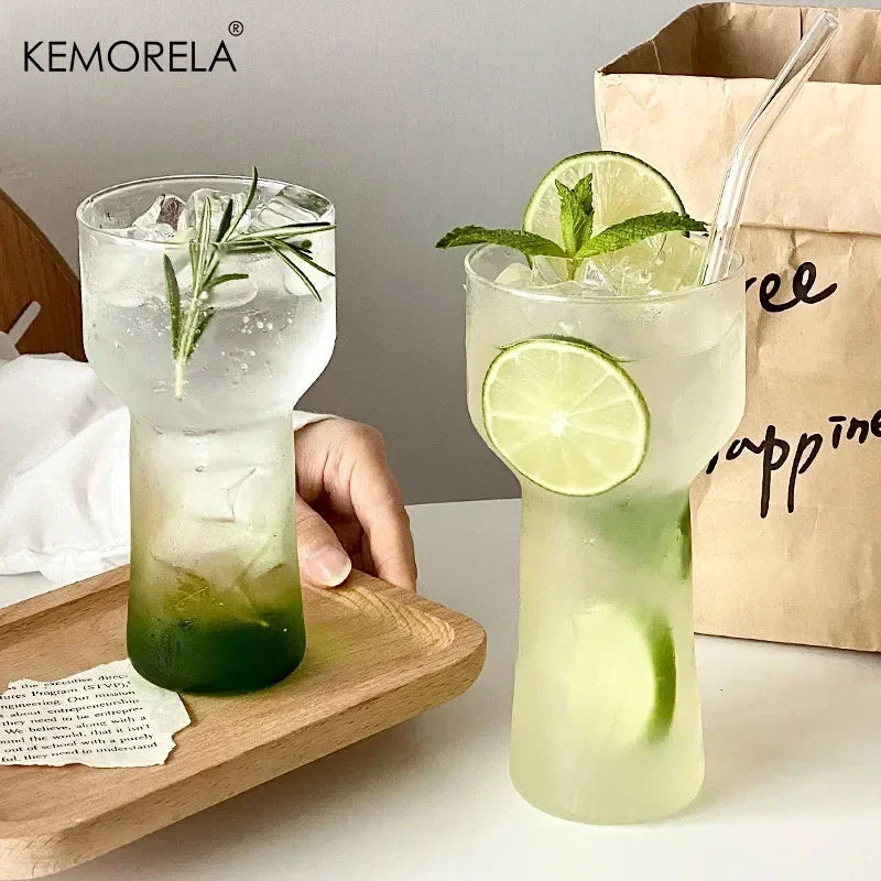 Gradient Tinted Glass Tumbler with Glass Straw (2pcs)