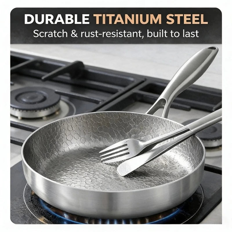 Titanium Steel Hammered Non-Stick Frying Pan (24cm / 28cm)