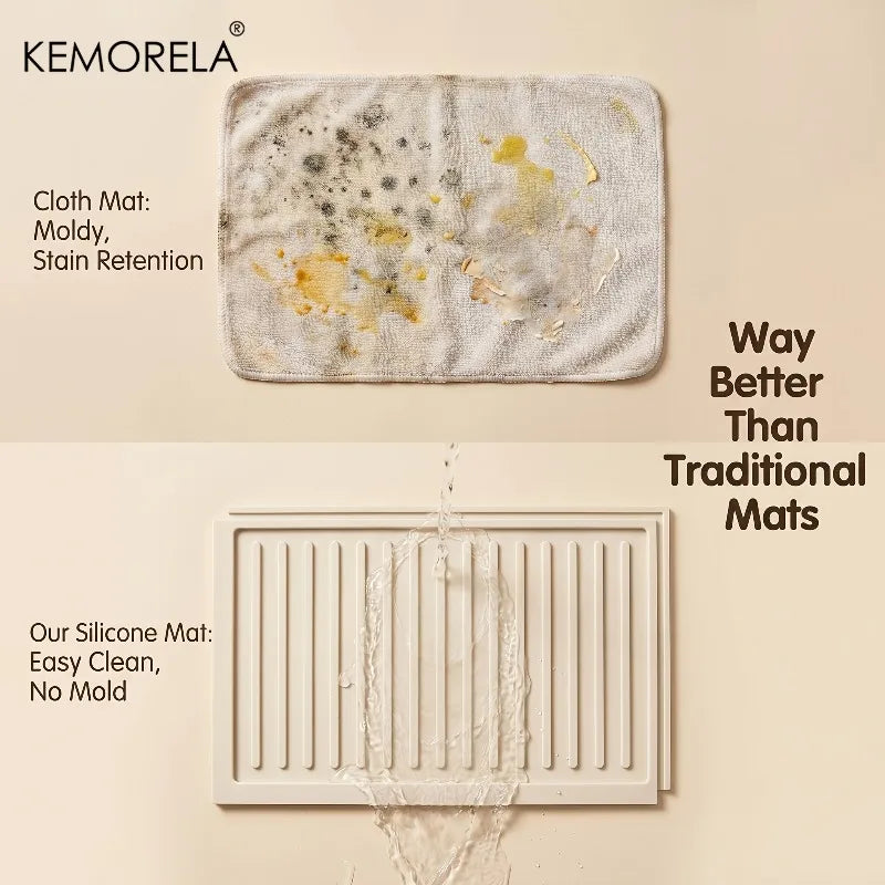 Silicone Dish Drying Mat — Heat-Resistant Counter Protector (Set of 2, 3 Colors)
