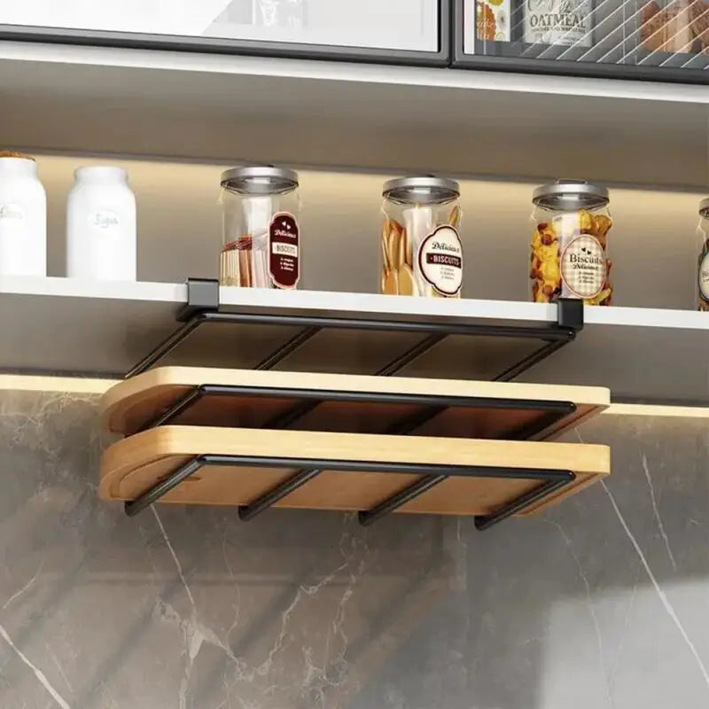 Under-Cabinet Kitchen Shelf with Hooks