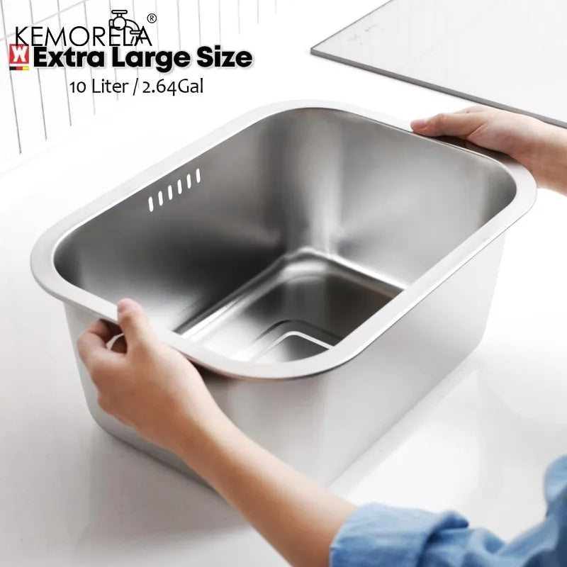 Stainless Steel Over-Sink Colander Basket with Extendable Arms (Large)