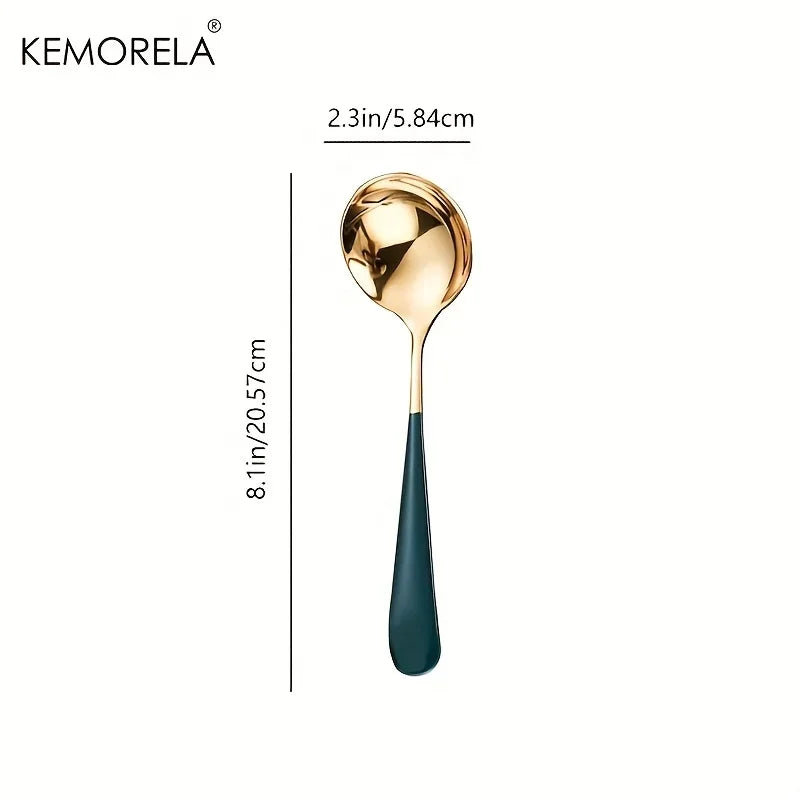 Mirror-Finish Stainless Steel Soup Ladle (Gold/Black/Silver)
