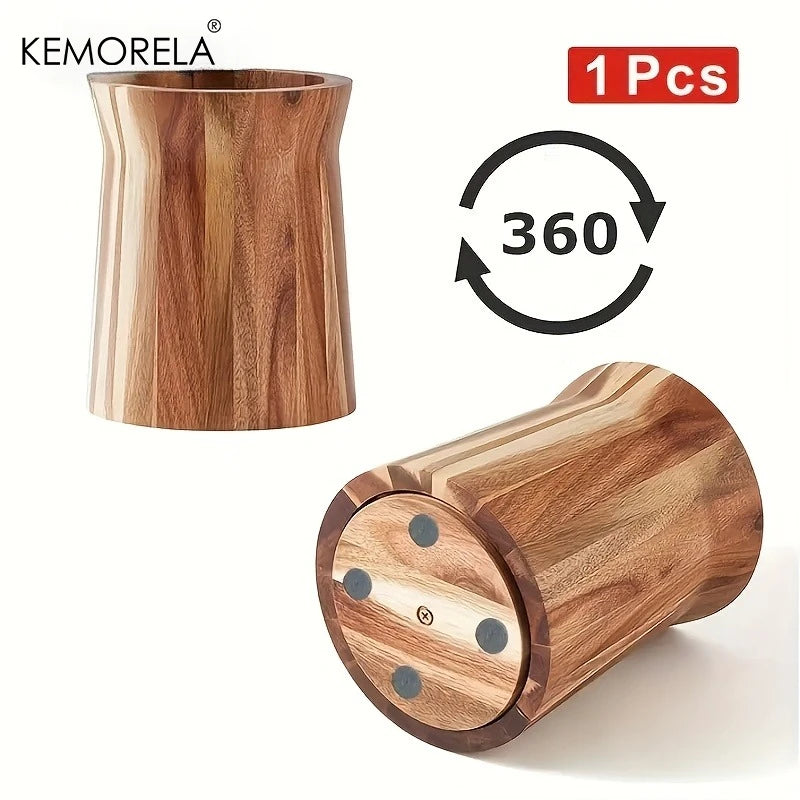 Solid Acacia Wood Rotating Utensil Holder