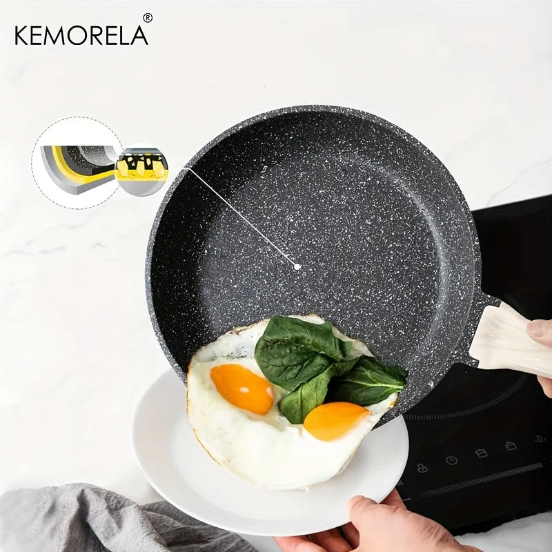 Granite-Coated Non-Stick Frying Pan with Wood-Effect Handle (20/24/28cm)
