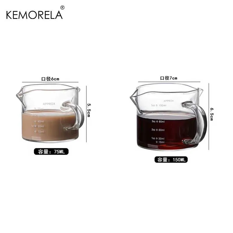 Glass Espresso Shot Measuring Cup with Pour Spout (90/150ml)
